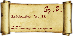 Szádeczky Patrik névjegykártya
