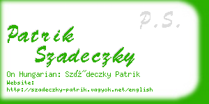 patrik szadeczky business card